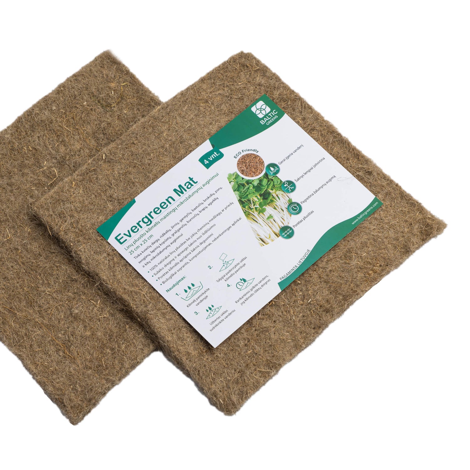 Flax fiber growing mat with label