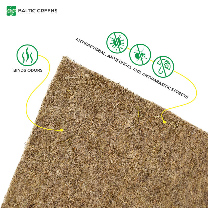 Hemp fiber pet mat benefits: binds odors, antibacterial, antifungal and antiparasitic effects