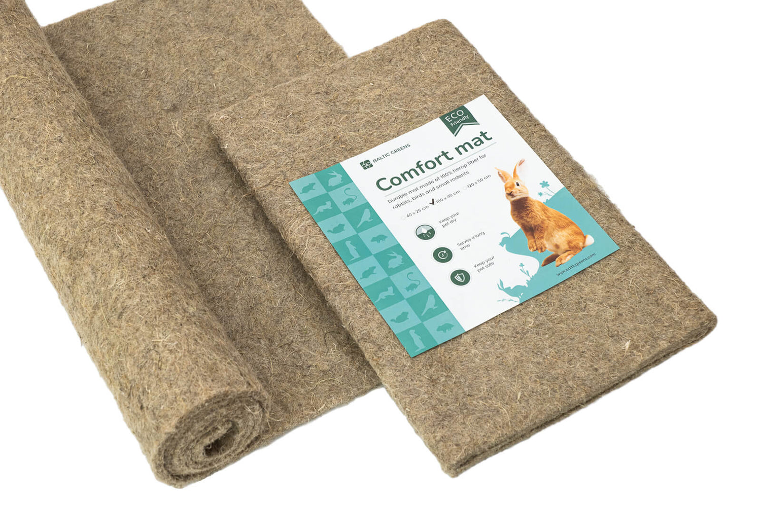 Hemp fiber pet mat with label - medium