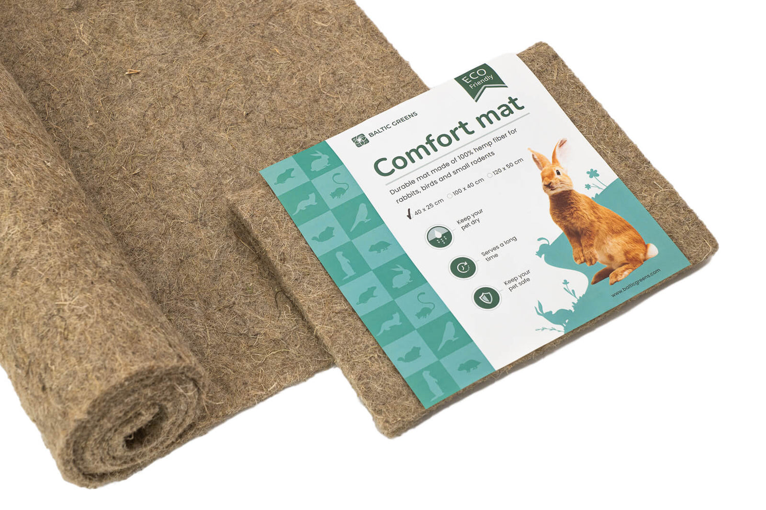 Hemp fiber pet mat with label - small